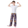 thumbnail image 2 of FORMRS Boys Pajama Pants with Pockets Size 6-8Y Kids Lounge Sleep Bottoms, Purple Halloween Black Cat, 2 of 8