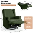 thumbnail image 6 of UIXE Swivel Glider Recliner Chair for Adults, Boucle High Back Accent Chair Nursery Rocker for Living Room, Upholstered Manual Reclining Sofa Seating with Deep Seat, Green, 6 of 8