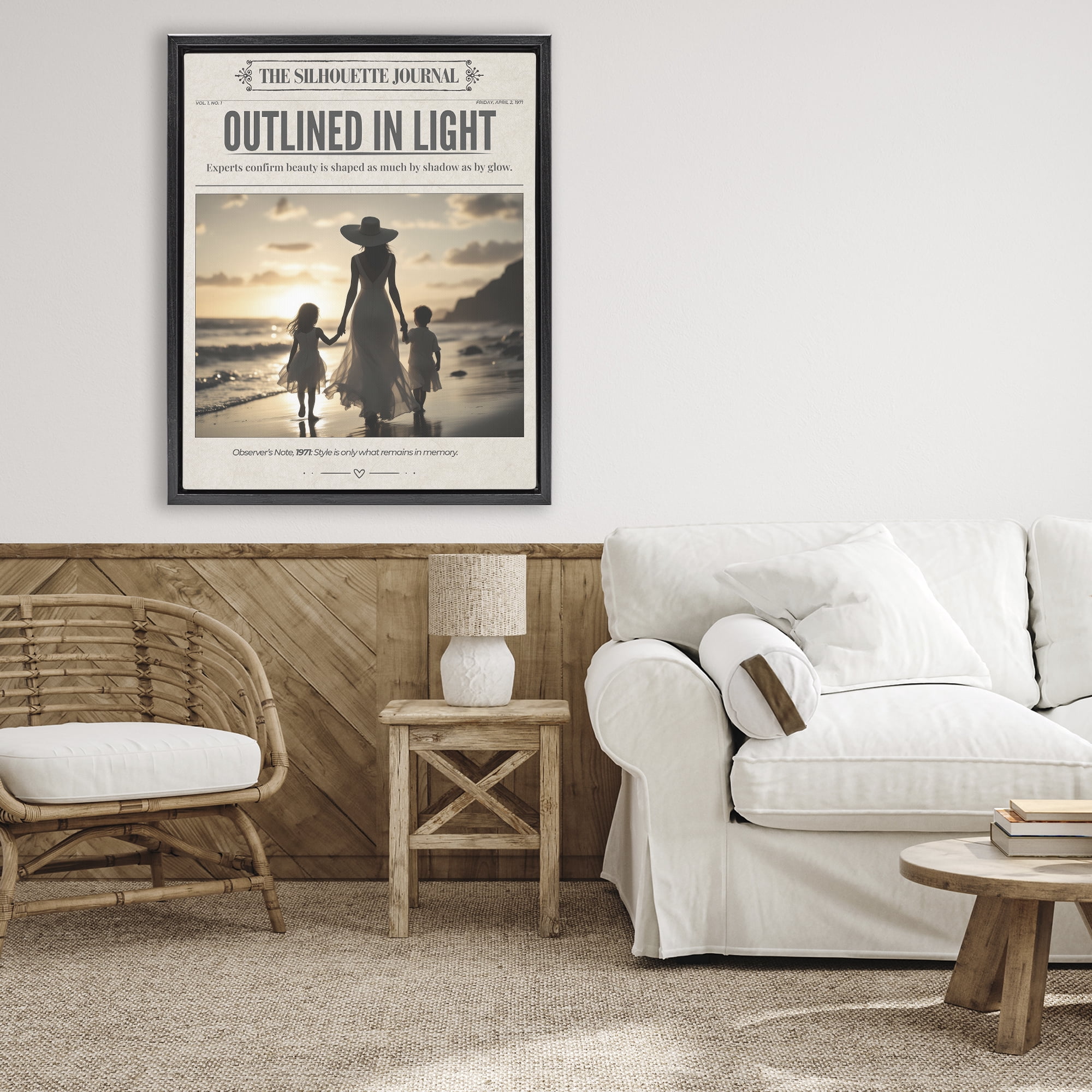 Stupell Industries Outlined In Light Newspaper Black Framed Floater Canvas Wall Art, design by A Barefoot Stylist