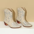 thumbnail image 3 of Dakaela Cowboy Boots for Women Embroidered Western Cowgirl Booties Rhinestone Sparkly Country Pull on Shoes, 3 of 8