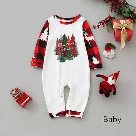 

Family Matching Outfits Christmas Tree Pajamas Set Plaid Xmas Sleepwear Homewear For Baby