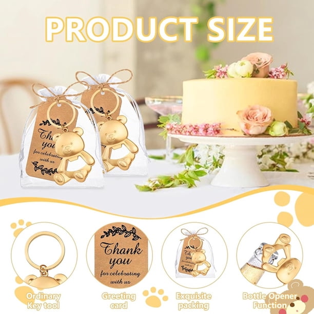 Llaveros abrebotellas con forma de oso, paquete de 50 unidades, ideales como recuerdos para baby shower.