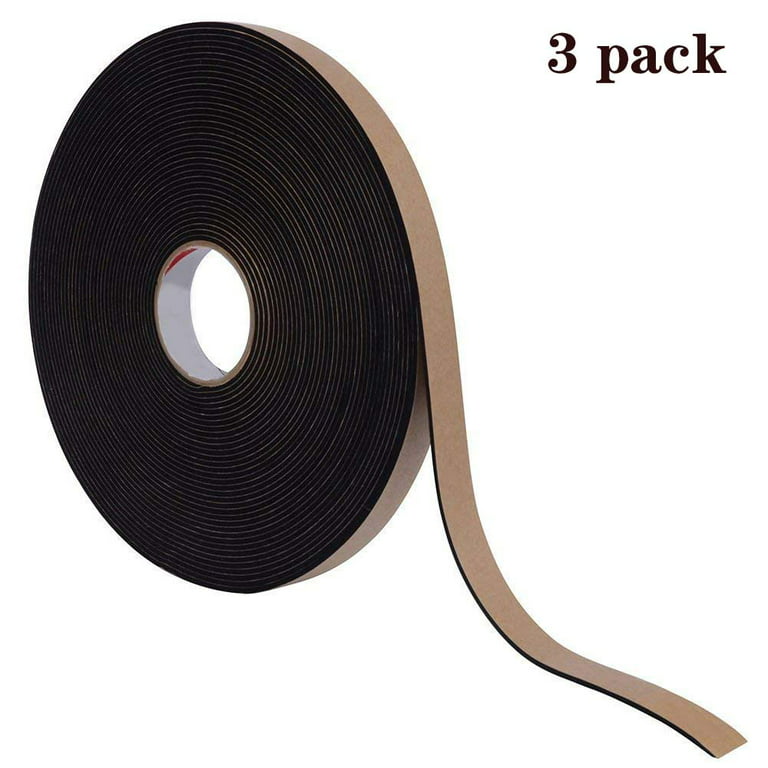 Feelglad 3pcs Insulation Foam Seal Tape Strips with Self-Adhesive, Weather Stripping for Windows and Doors, High Density Foam Seal Tape 3/5 inch Wide
