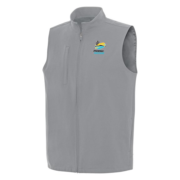 Men's-Antigua Gray Phoenix Raceway Regard Full-Zip Vest
