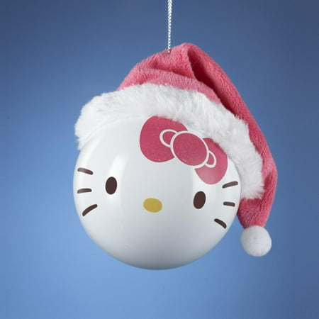 Hello Kitty with Pink Santa Hat Shatterproof Christmas Ball Ornament 3.