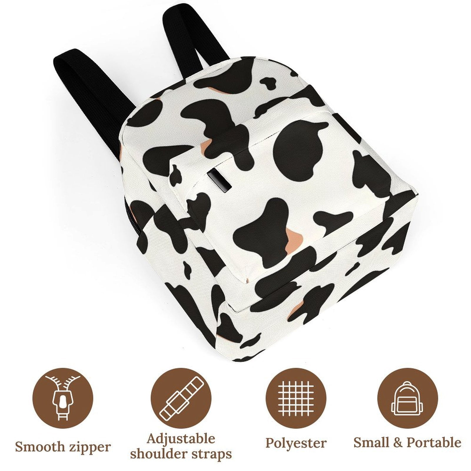 8.1×10in Casual Women'S Backpack With Anti-Contraction And Stretch For Sports Activities Travel Picnics Simple Cow Print Pattern1_1
