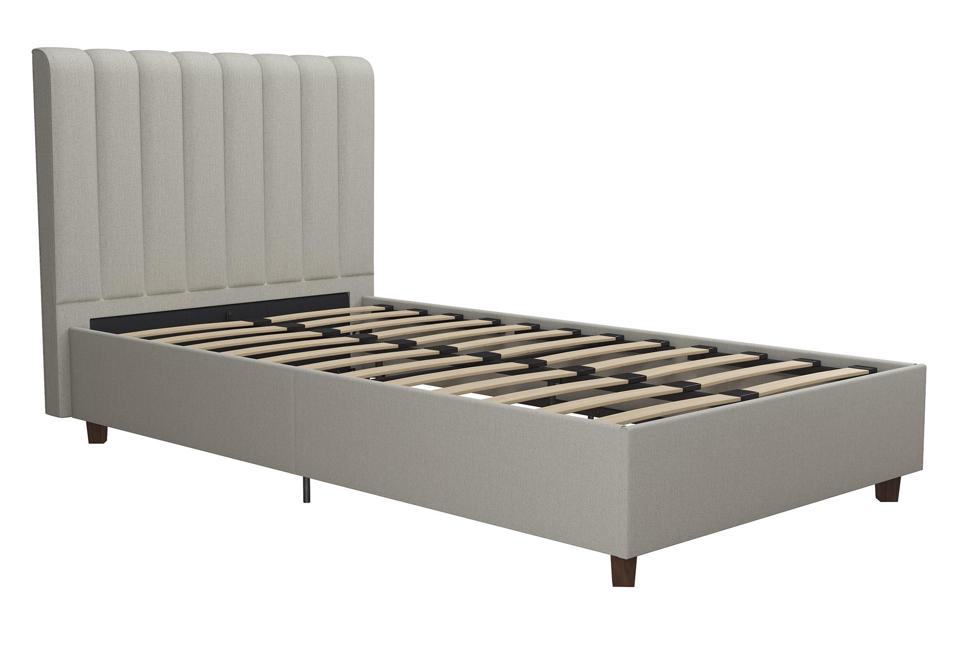 Novogratz Brittany Upholstered Bed, Twin, Gray Linen
