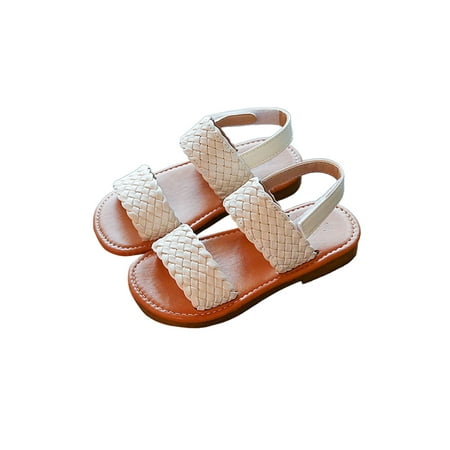 

Fangasis Girls Beach Shoe Open Toe Flat Sandal Princess Sandals Girl s Flats Seaside Fashion Magic Tape Casual Shoes Beige 8C