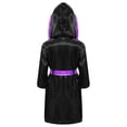 thumbnail image 2 of Raenseen Garçons Enfants Robe de Boxe à Manches Longues Uniforme Kick Boxe Art Martial Muay Thaï Entraînement à Capuche Noir&Violet 6, 2 of 5