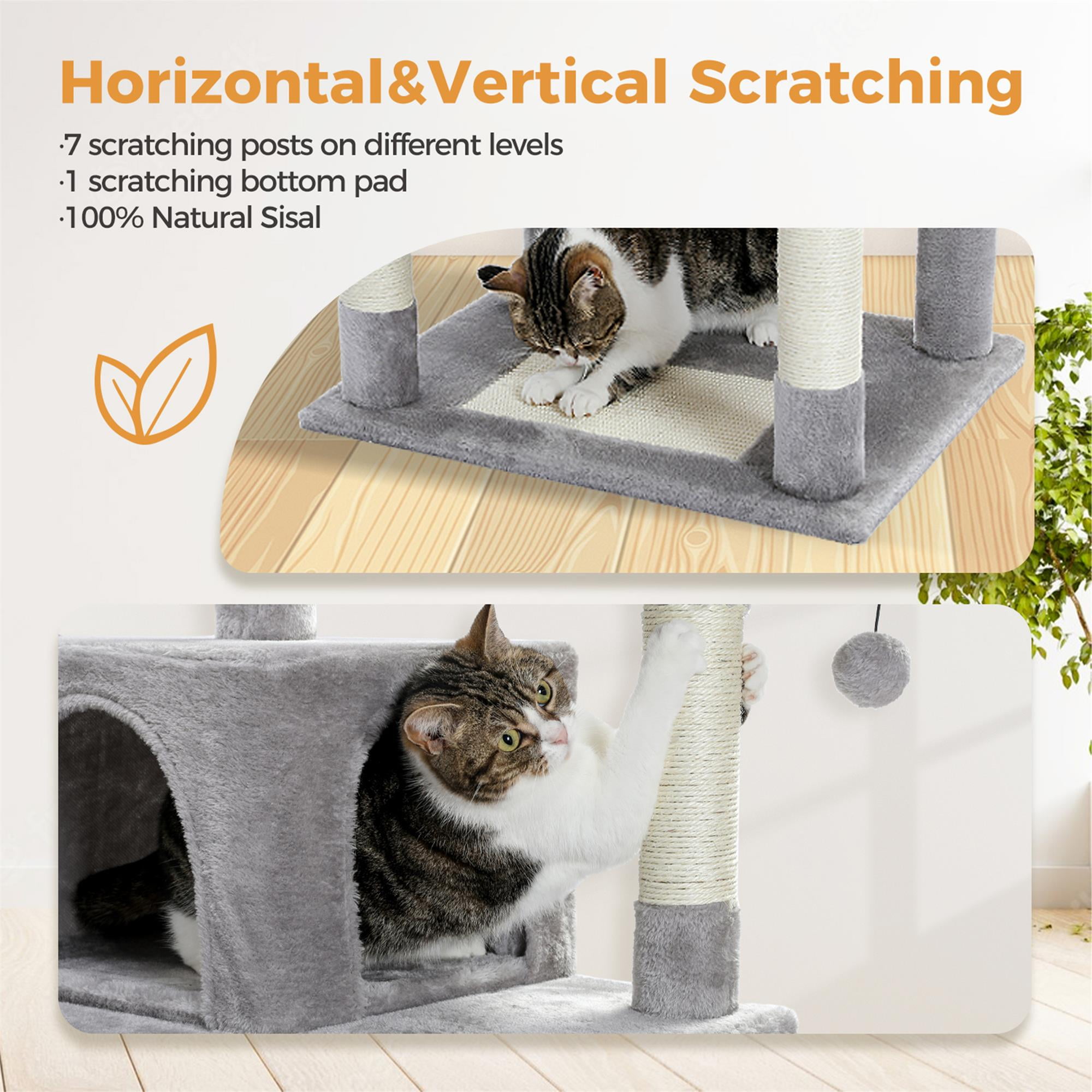 Pefilos 72" Cat Tree Tower for Large Cats, Indoor Cat Condo with Sisal-Covered Scratching Posts and Pads, 2 Padded Perch, Gray Pefilos 72" Cat Tree Tower for Large Cats, Indoor Cat Condo with Sisal-Covered Scratching Posts and Pads, 2 Padded Perch, Gray