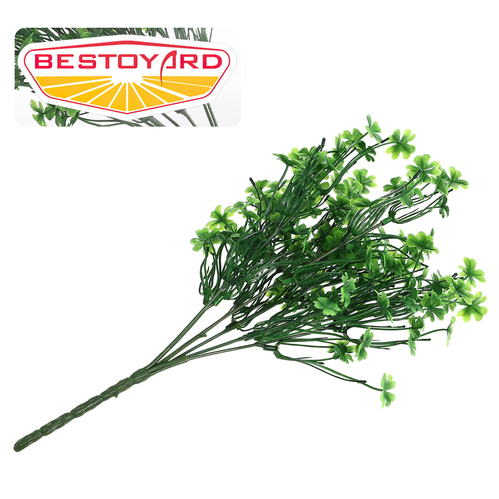 Fake Four Leaf Clover Plant Artificial Faux Greenery Decoration for