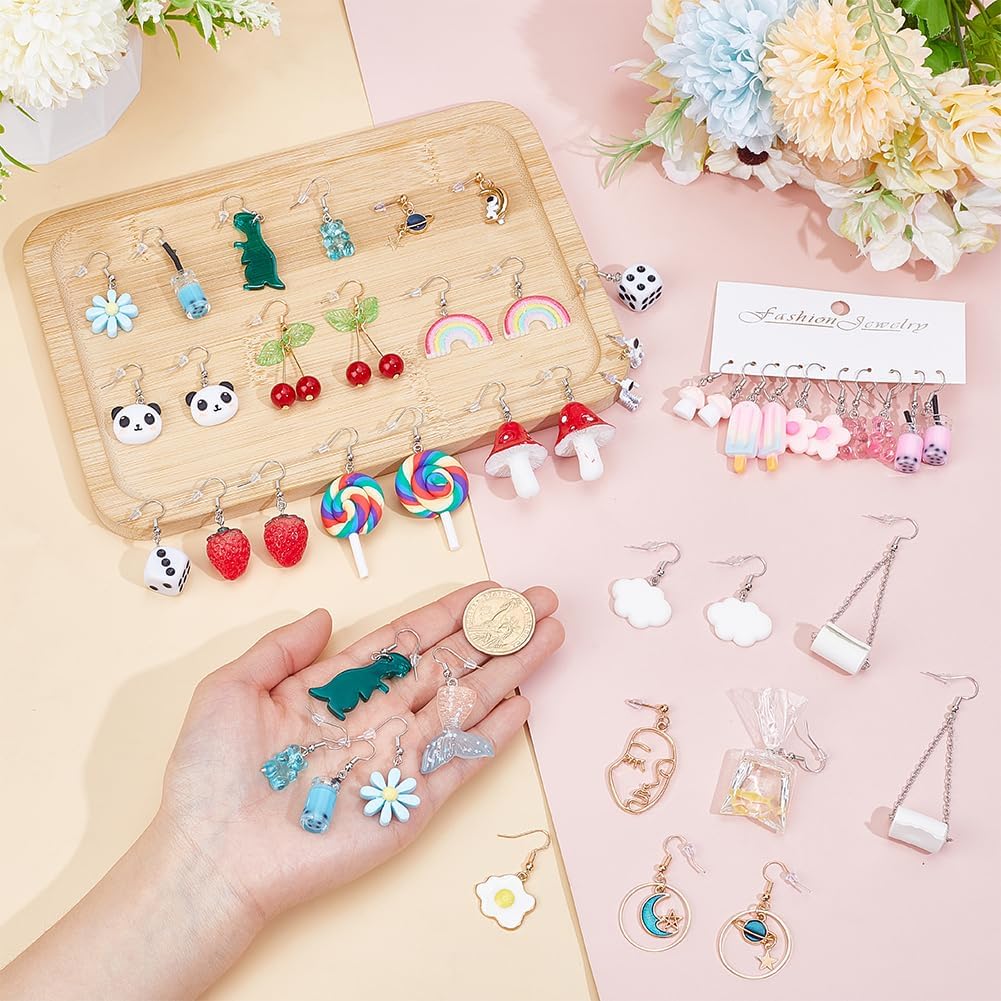 Colorful Acrylic Earing Hooks Cute Summer Earrings Lollipop Flower Ear for Women Funny Drop Dangle Earring Blue Bear Cloud Ears Hooks for Women Summer Gifts Colorful