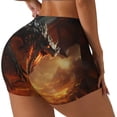 thumbnail image 2 of Kdxio Fiery Dragon Of Chaos Print Workout Shorts for Women Seamless Soft Smooth Gym Yoga Scrunch Active Shorts, 2 of 5