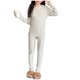 thumbnail image 2 of Conjuntos de blusas y camisas de cuello redondo y manga larga para niños, ropa de dormir de cuello redondo, conjunto de manga larga lisa, pantalones largos, ropa de hogar gruesa, prendas de poliéster, 2 of 6