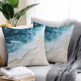 thumbnail image 3 of Outdoor Pillow Cover Ombre Blue White Ocean Set of 2 Waterproof Throw Pillowcases Wave Beach Decorative Patio Furniture Pillows for Couch Garden Indoor & Outdoor Use, 3 of 9