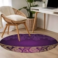 thumbnail image 4 of Round Rug 3.3Ft Washable Non-Slip, Purple Boho Floral Circle Area Rugs for Living Room Bedroom, Vintage Ethnic Tribal Abstract Art Indoor Floor Mats Carpet Runner for Home Decor Aesthetic, 4 of 8