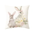 thumbnail image 2 of Uutvery Easter Pillow Cover, 17.72x17.72 Inch Fabric Cushion Cover with Easter Egg Rabbit Print, Home Holiday Decoration for Sofa Bed Living Room, 2 of 6