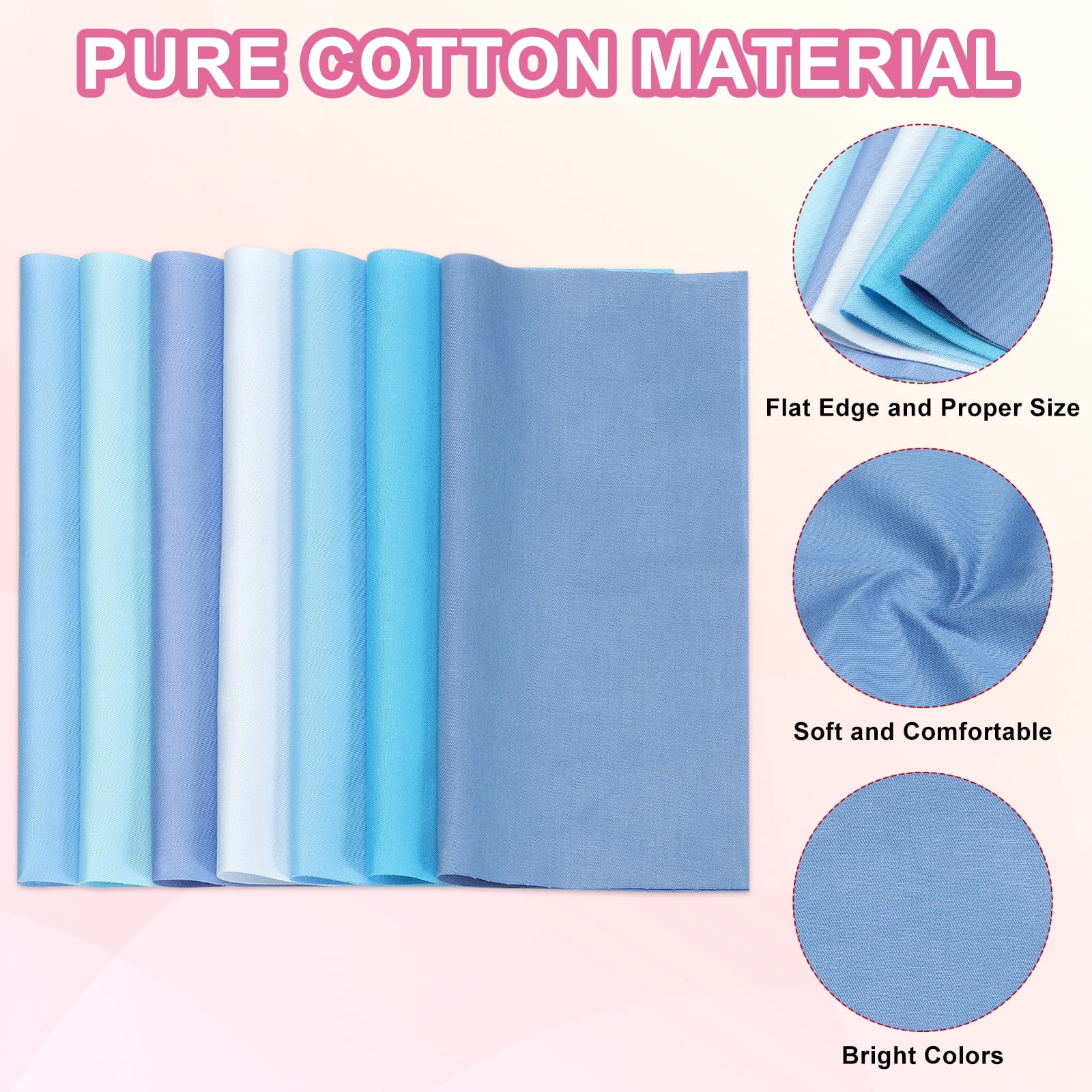 Uxcell Cotton Fabric Bundles, 35 Pcs 10 x 10 Inch Fat Quarter Solid Color Precut Fabric Squares for Sewing Patchwork Quilting DIY Crafts, Blue