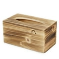 thumbnail image 2 of Wooden Tissue Box Cover Holder, Travel Size Rectangular 5.1"x10.5" Rustic Napkin Facial Wipes Toilet Paper Bathroom Dispenser with Slide Out Insert Bottom Panel, Fir Wood, 2 of 6