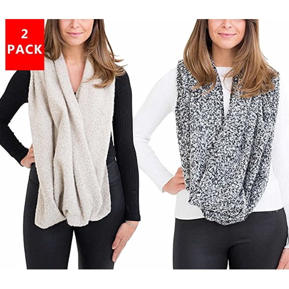 Emanual Geraldo 2-Pack Women's Infinity Scarves , Cream/Black, One Size