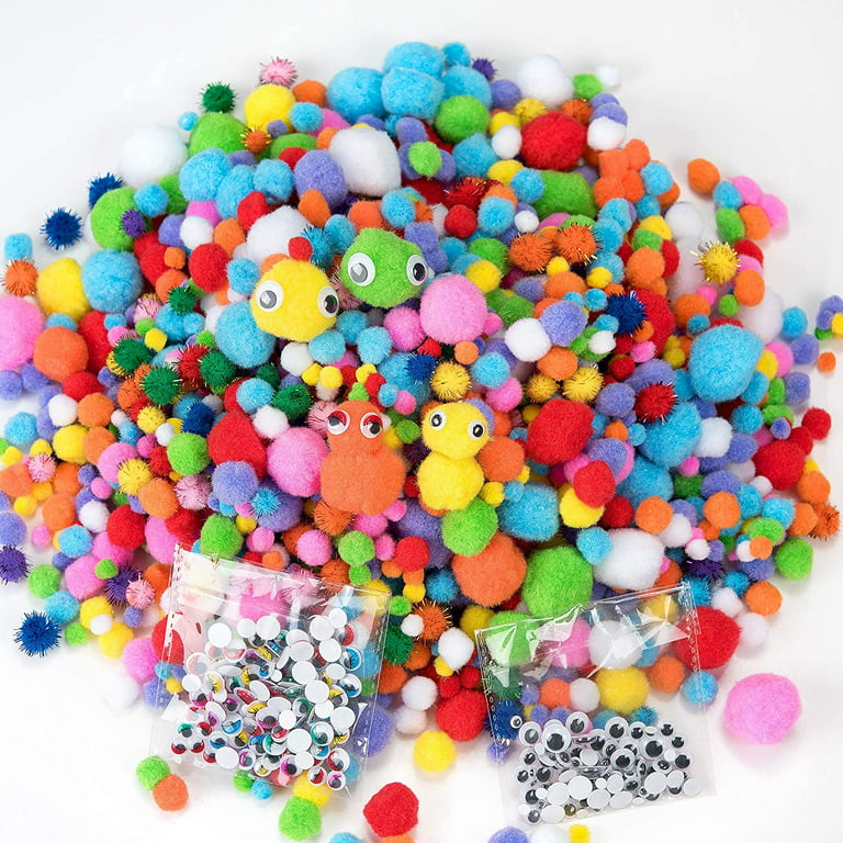 WAU Crafts - 400 Pcs - 1 inch 300 Multicolored Large Pom Poms Arts and  Crafts with 100 Googly Eyes - Pompoms for Crafts & DIY Pr