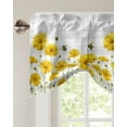 thumbnail image 2 of Tie Up Valance Curtain for Kitchen,Farm Yellow Flowers Rod Pocket Short Curtains Adjustable Tie-Up Shade Valances,Country Floral Bee Plaid Window Treatment for Bathroom Living Room Bedroom, 2 of 8