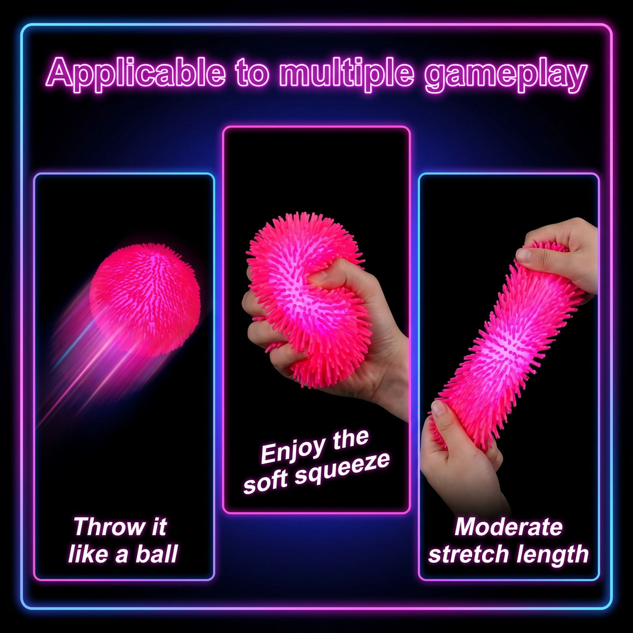 YEMNPIOS 4 Pcs Spiky LED Puffer Balls, 9 Inch Large Stretchy Stress Balls, Glow in The Dark, Classic yellow for Party Favors