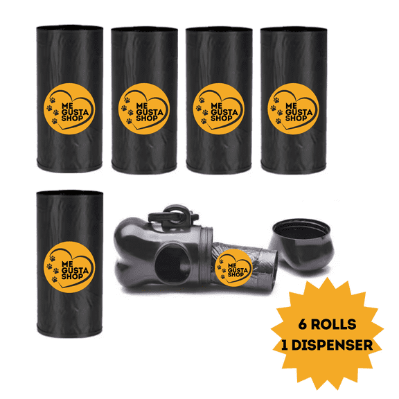 Poop bags dog and poop bags 6 rolls 90 bags and one dispenser / poop bags for dogs / dog bags for poop dispenser / doggie poop bags with handles dispenser / dog poop bag dispenser / pet waste bags