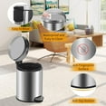 thumbnail image 7 of Small Bathroom Trash Can Toilet Trash Bin with Lid Waste Bin 6 L/1.6 Gallon Stainless Steel Trash Can Round Portable Garbage Bin for Bathroom Office Bedroom Rubbish Bin Step-Open, Silver (2 Pack), 7 of 7