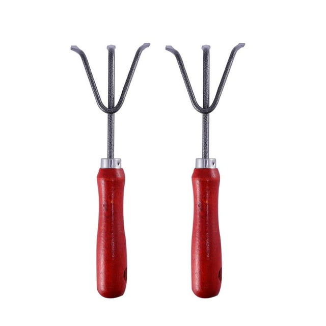 2 Pcs Outils de Jardinage Pratiques Râteau de Désherbage à Trois Dents pour Jardin