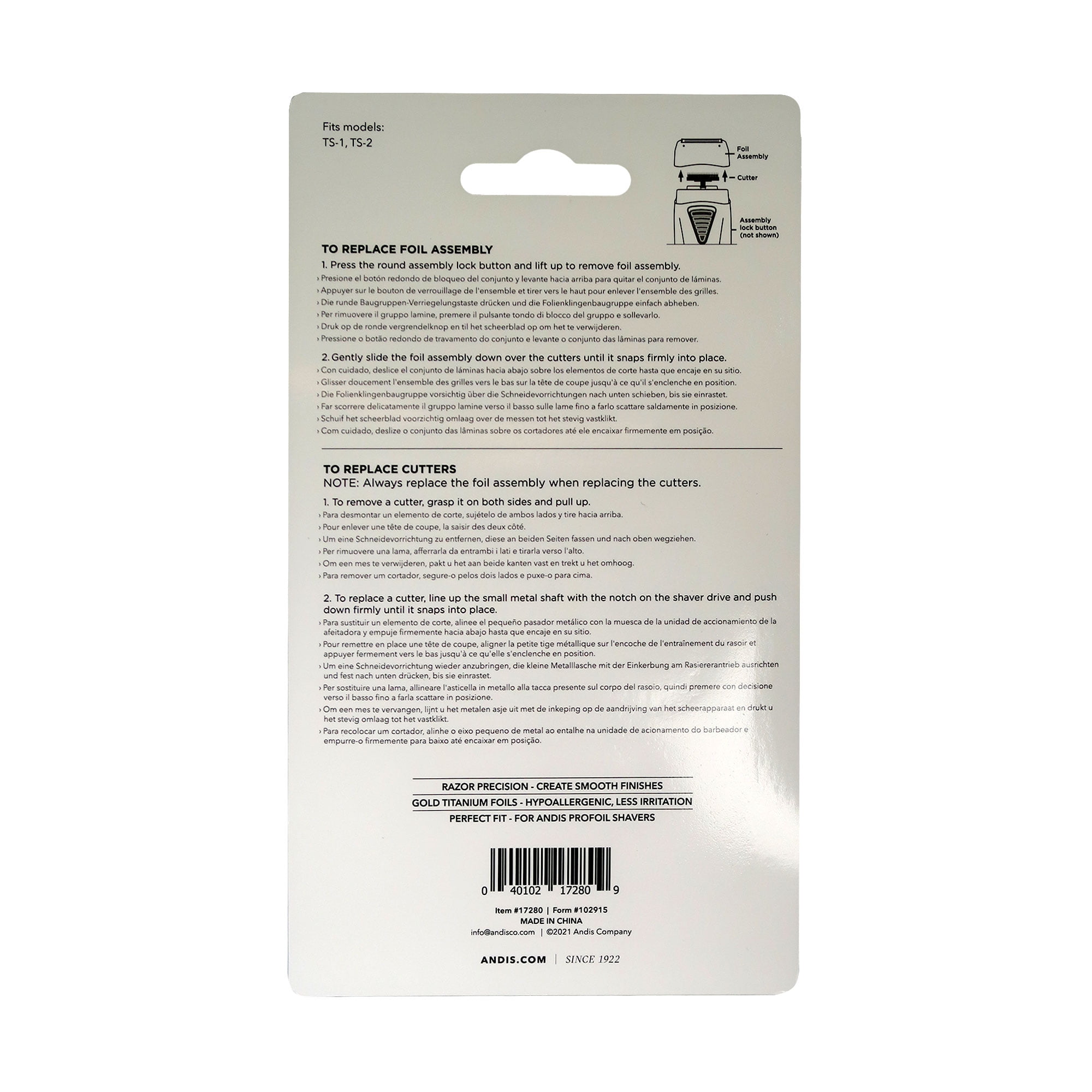 Andis 17280 ProFoil Lithium Titanium Shaver - Replacement