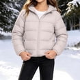 thumbnail image 5 of Kids Hooded Zip up Padded Coat Long Sleeve Warm Winter Jacket with Pockets, Solid Casual Outerwear for Boys Girls Beige, 5 of 8