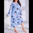 thumbnail image 2 of Camisón de Larga para Mujer, Estampado, Camiseta, Vestido de Dormir Azul XXL, 2 of 3