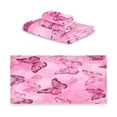 thumbnail image 2 of 3 Piece Bath Towels Set Bath Towel, Hand Towel and Face Towel for Bathroom, Gym, Hotel Pink Butterfly Pattern, 2 of 8