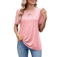 thumbnail image 2 of Short Sleeve Shirts for Women, Basic Pack of Summer Short Sleeve Casual T Shirt Tops, Pink XL, 2 of 9