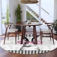 thumbnail image 3 of Round Area Rug 7 Ft, Easter Washable Non-Slip Circle Carpet for Living Room/Bedroom, Farmhouse Retro Carrots Rabbit Black Plaid Low-Profile Large Runner Mat Collection Rugs for Indoor, 3 of 8