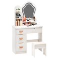 thumbnail image 4 of TidBay Makeup Vanity Desk with LED Lighted Crown-shaped Mirror, Vanity Table with 4 Drawers and Opening Shelves, Bedroom Dressing Table with Stool, 4 of 7