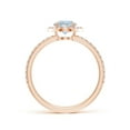 thumbnail image 2 of Angara Natural 0.72 Ct. Aquamarine with Diamond Halo Ring in 14K Rose Gold for Women (Ring Size: 3), 2 of 9