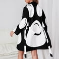 thumbnail image 2 of Dog Paws Hand Drawn Night Robe Long Sleeve V Neck Robe With Belt Women's Sleepwear Dresses, 2 of 9
