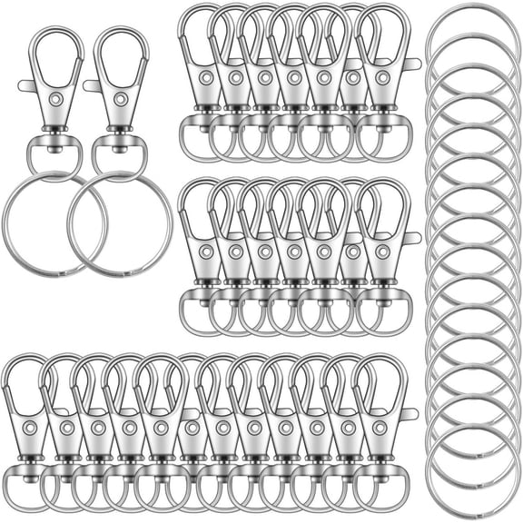 Swivel Snap Hooks with Key Rings, Metal Lobster Claw Clasp, Keychain Rings for Crafts