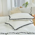 thumbnail image 5 of Move Over White Black Pom Poms Bedding Set Solid Color Pattern White Macrame Black Ball Duvet Cover Set King No Filling, 5 of 8