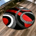 thumbnail image 3 of MDA Home Orelsi Black/Red Contemporary Polypropylene Area Rug - 8'1" x 8'1", 3 of 4