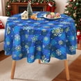 thumbnail image 3 of Christmas Round Tablecloth 60 Inch Gold Snowflake Table Cloth Buffalo Plaid Holiday Tablecloth, Waterproof Winter Xmas Table Cover for Party Picnic Dinner, Christmas Decor, Blue, 3 of 6