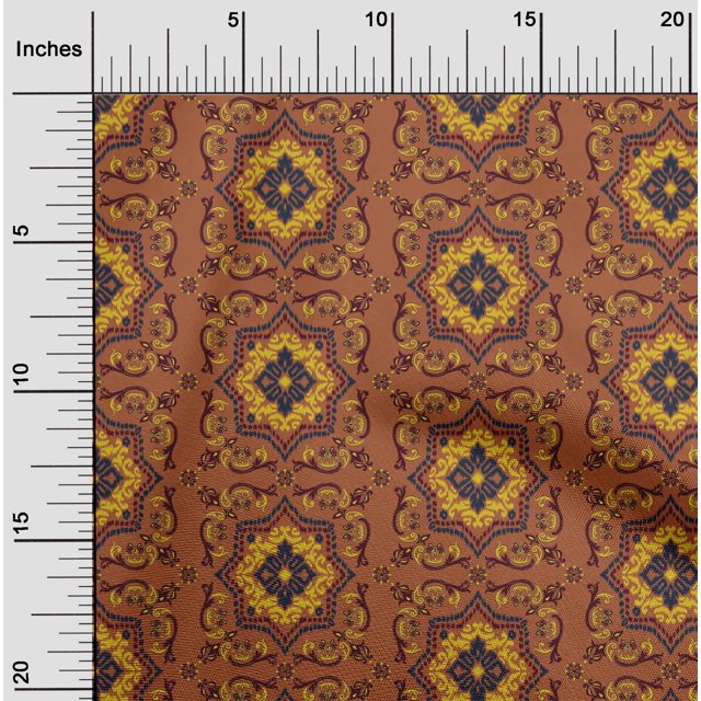 oneOone Cotton Poplin Fabric Floral Ikat Decor Fabric Printed BTY 56 Inch Wide