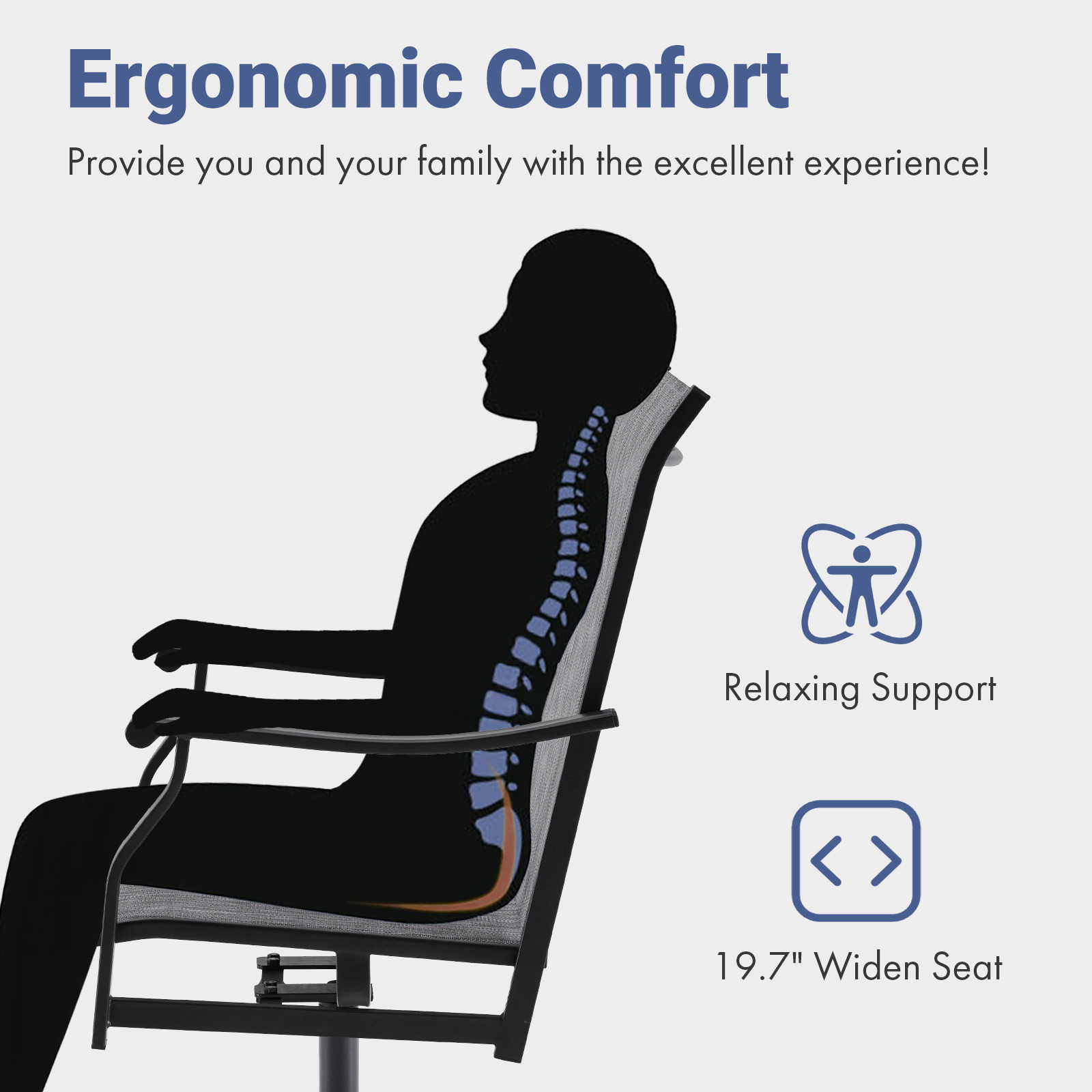 STARY Outdoor Dining Chairs Set of 2, 360°Swivel Patio Dining Chair with Textilene Fabric, Outdoor Metal Armchair All Weather Resistant, Ergonomic Comfort, Perfect for Patio, Backyard, Balcony