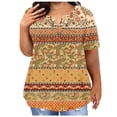 thumbnail image 1 of Hauts pour Femmes Décontractés d'Été, T-Shirt à Manches Courtes Imprimé Col Rond Ample, Hauts d'Été pour Femmes, Manches Courtes pour Femmes, Hauts à Manches 3/4 pour Femmes, 1 of 3