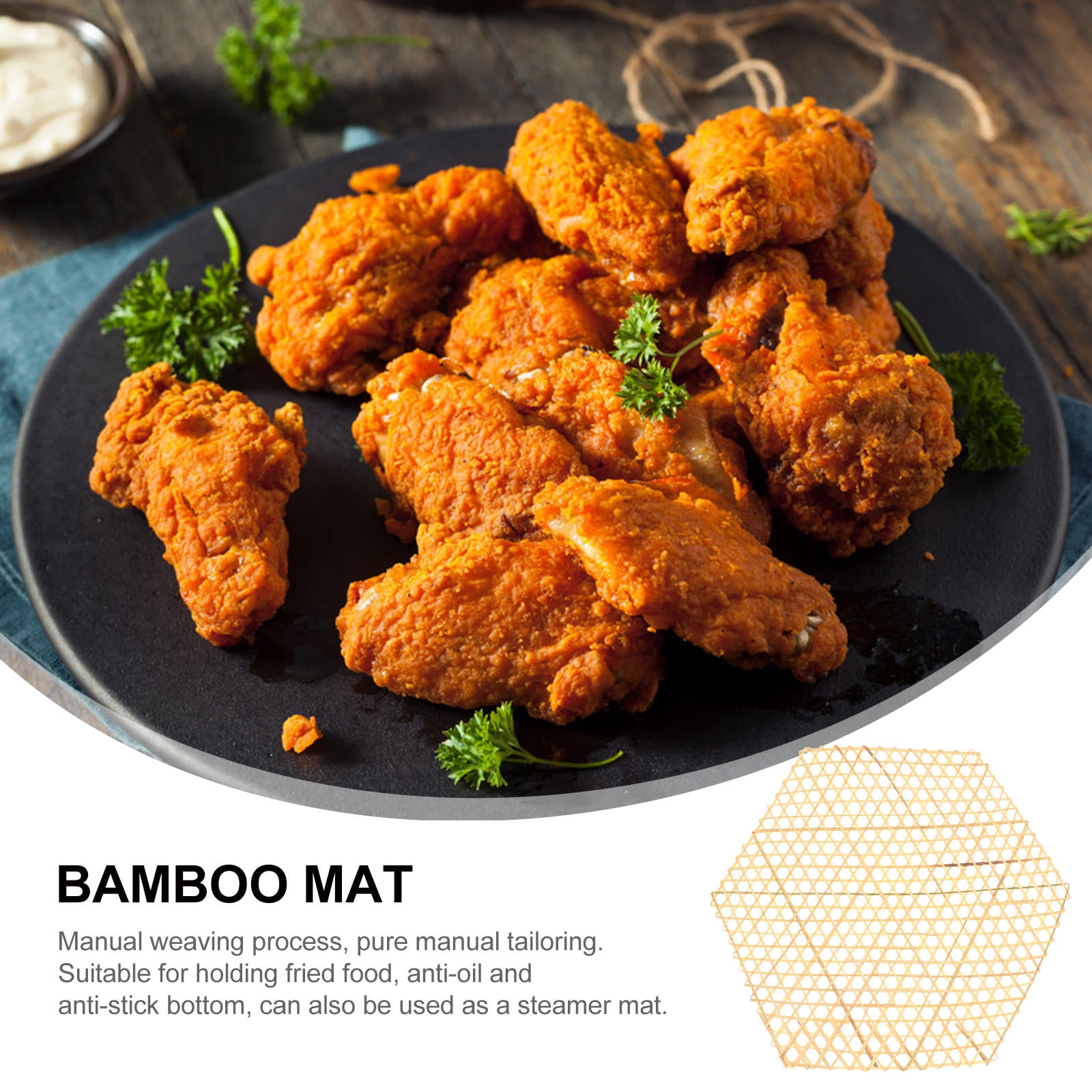 OUNONA 18 pcs  Cooking Bamboo Mats Liners Mesh Mats Bamboo Fried Dish Mat for Kitchen