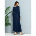 thumbnail image 2 of CALIPESSA Womens Fall Ruffle Tunic Solid Maxi Dress Long Sleeve Scoop Neck Navy Blue Casual A-Line Dress With Pocket, 2 of 5