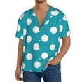 thumbnail image 1 of Fotbe Sky Blue And White Polka Dot Camisa Estampada de Manga Corta para Hombre, Casual de Verano, Estilo Playero, Sin Arrugas-3X-Large, 1 of 5