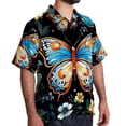 thumbnail image 2 of Flower Butterfly Men's Short Sleeve Spread Collar Poplin Shirt, Casual Printed Button Down Summer Beach Tops for Men, Unisex Comfortable Shirts, 2 of 6